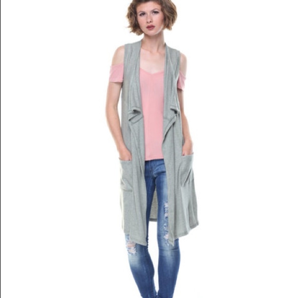 Sleeveless Open Duster Sweater Vest